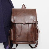 Maxbell Fashion PU Leather Backpack Drawcord Multipurpose for Trips Cycling Business dark brown