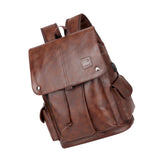Maxbell Fashion PU Leather Backpack Drawcord Multipurpose for Trips Cycling Business dark brown