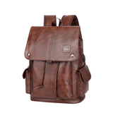 Maxbell Fashion PU Leather Backpack Drawcord Multipurpose for Trips Cycling Business dark brown