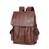 Maxbell Fashion PU Leather Backpack Drawcord Multipurpose for Trips Cycling Business dark brown