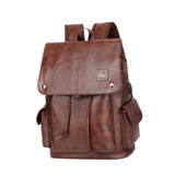 Maxbell Fashion PU Leather Backpack Drawcord Multipurpose for Trips Cycling Business dark brown