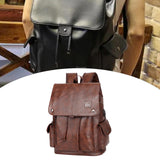 Maxbell Fashion PU Leather Backpack Drawcord Multipurpose for Trips Cycling Business dark brown