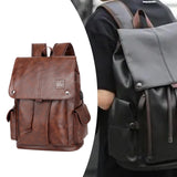 Maxbell Fashion PU Leather Backpack Drawcord Multipurpose for Trips Cycling Business dark brown