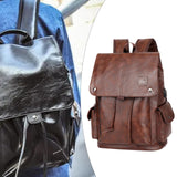 Maxbell Fashion PU Leather Backpack Drawcord Multipurpose for Trips Cycling Business dark brown