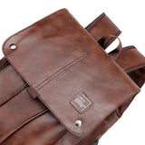 Maxbell Fashion PU Leather Backpack Drawcord Multipurpose for Trips Cycling Business dark brown
