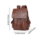 Maxbell Fashion PU Leather Backpack Drawcord Multipurpose for Trips Cycling Business dark brown