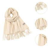 Maxbell Pashmina Shawl Wrap Fashionable Long Winter Scarf for Bedroom Office Wedding Beige