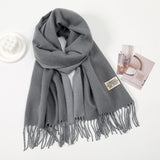Maxbell Pashmina Shawl Wrap Fashionable Long Winter Scarf for Bedroom Office Wedding Dark Grey