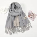 Maxbell Pashmina Shawl Wrap Fashionable Long Winter Scarf for Bedroom Office Wedding Light Gray