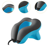 Maxbell Head Support Neck Pillow Ergonomic U Shape Pillow for Airplane Home Car blue