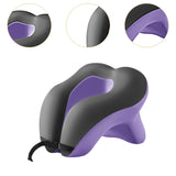 Maxbell Head Support Neck Pillow Ergonomic U Shape Pillow for Airplane Home Car violet