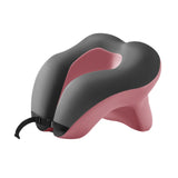 Maxbell Head Support Neck Pillow Ergonomic U Shape Pillow for Airplane Home Car pink