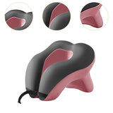 Maxbell Head Support Neck Pillow Ergonomic U Shape Pillow for Airplane Home Car pink