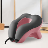 Maxbell Head Support Neck Pillow Ergonomic U Shape Pillow for Airplane Home Car pink