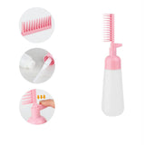 Maxbell Comb Applicator Bottle Hair Coloring Dyeing Dispensing Bottle for Salon pink