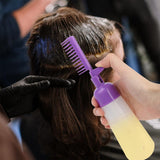 Maxbell Comb Applicator Bottle Hair Coloring Dyeing Dispensing Bottle for Salon pink