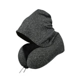 Maxbell Hooded Travel Pillow Hooded Travel Cushion for Outdoor Chair Journals dark grey