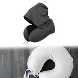 Maxbell Hooded Travel Pillow Hooded Travel Cushion for Outdoor Chair Journals dark grey