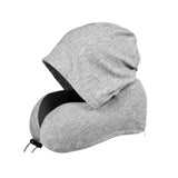 Maxbell Hooded Travel Pillow Hooded Travel Cushion for Outdoor Chair Journals light grey