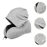 Maxbell Hooded Travel Pillow Hooded Travel Cushion for Outdoor Chair Journals light grey