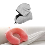 Maxbell Hooded Travel Pillow Hooded Travel Cushion for Outdoor Chair Journals light grey