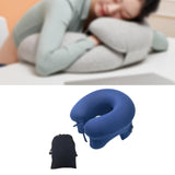 Maxbell Automatic Inflatable Pillow Office Napping Pillow for Airplane Office Hiking dark blue