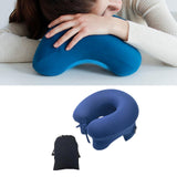 Maxbell Automatic Inflatable Pillow Office Napping Pillow for Airplane Office Hiking dark blue