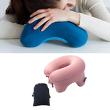 Maxbell Automatic Inflatable Pillow Office Napping Pillow for Airplane Office Hiking pink