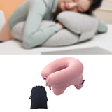 Maxbell Automatic Inflatable Pillow Office Napping Pillow for Airplane Office Hiking pink