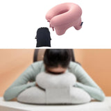 Maxbell Automatic Inflatable Pillow Office Napping Pillow for Airplane Office Hiking pink