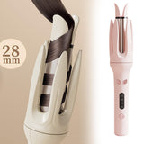 Maxbell 28mm Automatic Hair Curler Self Rotating Curling Iron for Ladies Girls Women pink