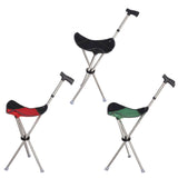 Maxbell Cane with Seat Walking Rest Portable Travel Lightweight for Sitting Foldable Black