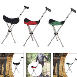 Maxbell Cane with Seat Walking Rest Portable Travel Lightweight for Sitting Foldable Black