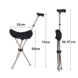 Maxbell Cane with Seat Walking Rest Portable Travel Lightweight for Sitting Foldable Black