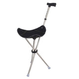 Maxbell Cane with Seat Walking Rest Portable Travel Lightweight for Sitting Foldable Black