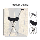 Maxbell Cane with Seat Walking Rest Portable Travel Lightweight for Sitting Foldable Black