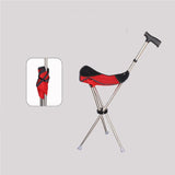 Maxbell Cane with Seat Walking Rest Portable Travel Lightweight for Sitting Foldable Red