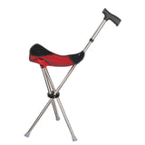 Maxbell Cane with Seat Walking Rest Portable Travel Lightweight for Sitting Foldable Red