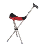 Maxbell Cane with Seat Walking Rest Portable Travel Lightweight for Sitting Foldable Red