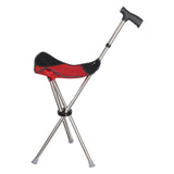 Maxbell Cane with Seat Walking Rest Portable Travel Lightweight for Sitting Foldable Red