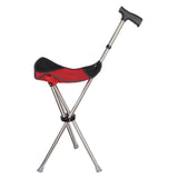 Maxbell Cane with Seat Walking Rest Portable Travel Lightweight for Sitting Foldable Red