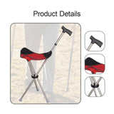 Maxbell Cane with Seat Walking Rest Portable Travel Lightweight for Sitting Foldable Red