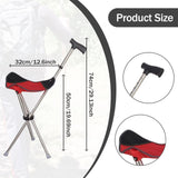 Maxbell Cane with Seat Walking Rest Portable Travel Lightweight for Sitting Foldable Red