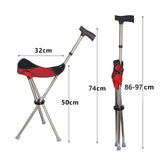 Maxbell Cane with Seat Walking Rest Portable Travel Lightweight for Sitting Foldable Red
