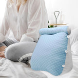 Maxbell Wedge Pillow Headboard for Sitting up, Reading or Working Support Triangular blue