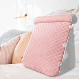 Maxbell Wedge Pillow Headboard for Sitting up, Reading or Working Support Triangular pink
