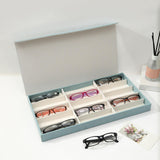 Maxbell Glasses Display Case Portable Sturdy Jewelry Organizer for Table Home Drawer Blue