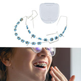 Maxbell Temporary Tooth Decorations with Hook with Box Metal Bracket Gift for Family light blue