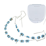 Maxbell Temporary Tooth Decorations with Hook with Box Metal Bracket Gift for Family light blue