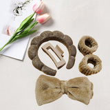 Maxbell Headband and Wristband Set Gift for Women and Girls Trendy Skincare Headband Dark Brown